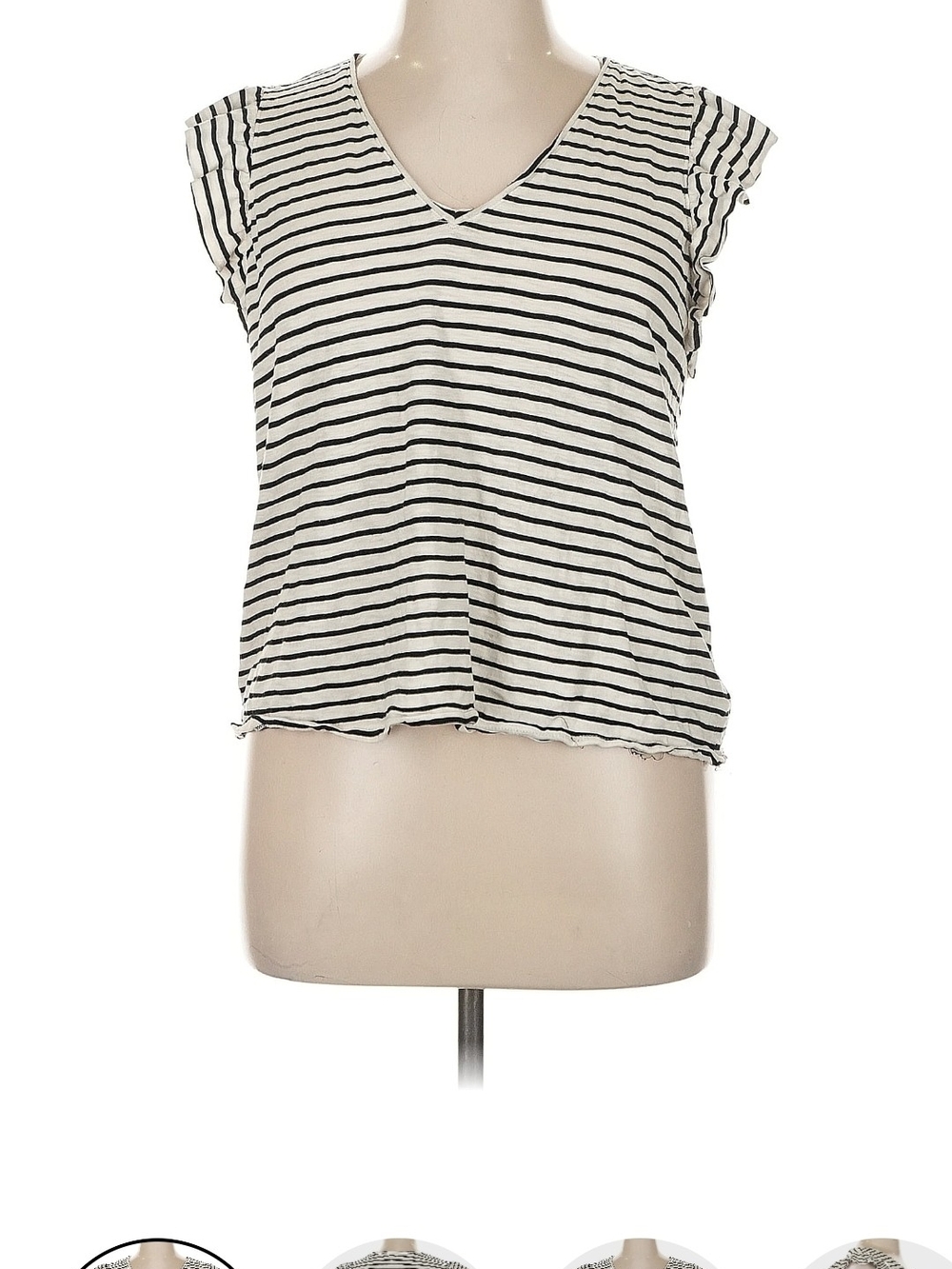 Express White and Black Striped V-Neck Tank Top